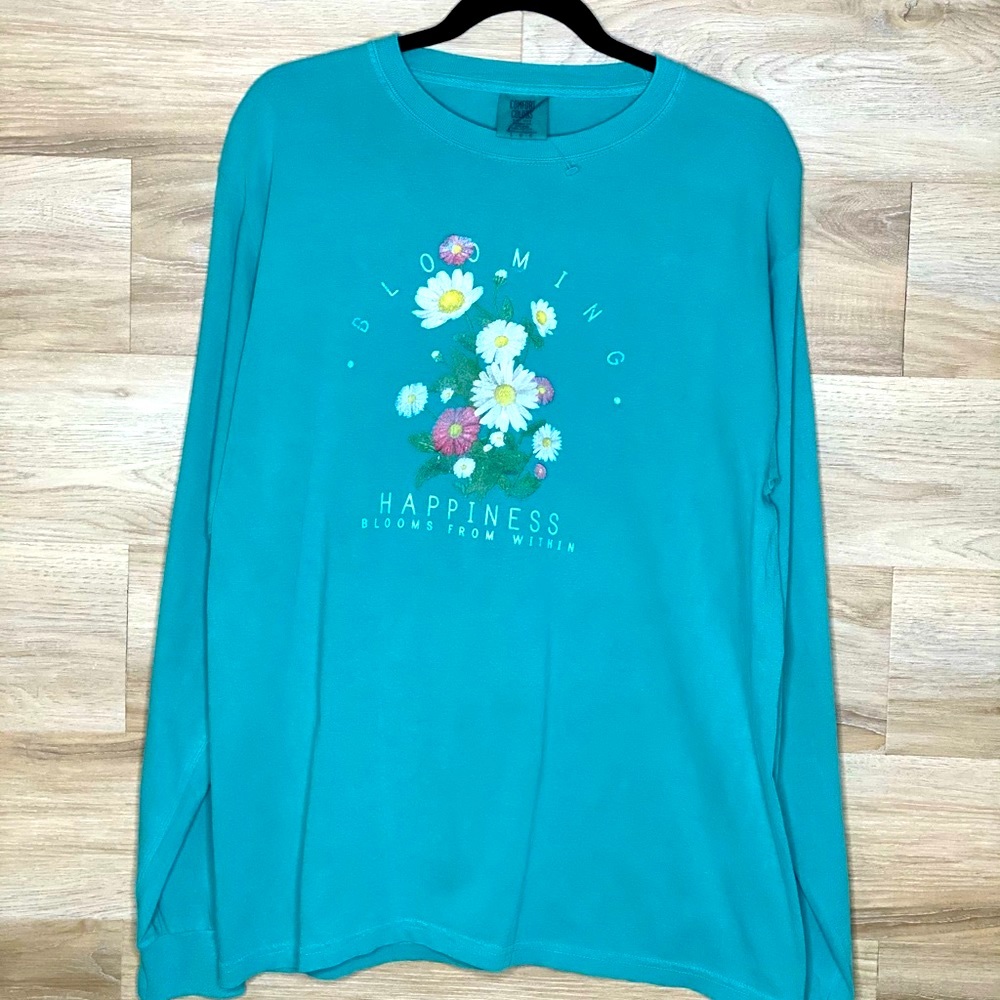 Comfort Color Long Sleeve T Oversize Large Blue